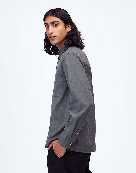 Madewell Twill Easy Long-Sleeve Shirt Light Grey