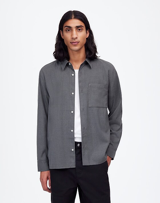 madewell Twill Easy Long-Sleeve Shirt light grey