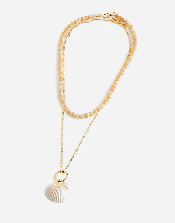 Madewell Two-Pack Shell Necklace Set Pale Gold
