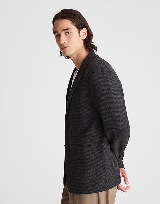 Madewell Unstructured Houndstooth Blazer Charcoal