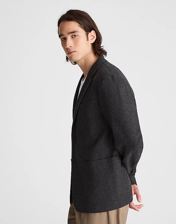 Madewell Unstructured Houndstooth Blazer Charcoal