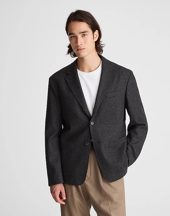 madewell Unstructured Houndstooth Blazer charcoal