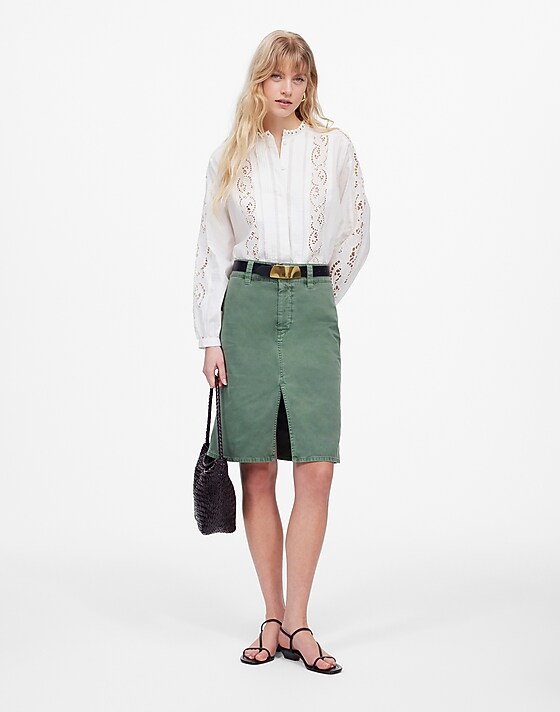 madewell Utility Midi Skirt green