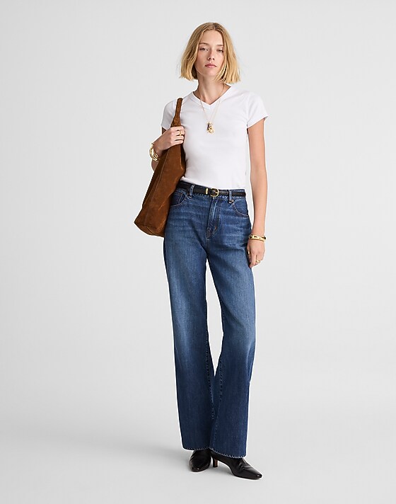 Madewell V-Neck Baby Tee In Compact Cotton White