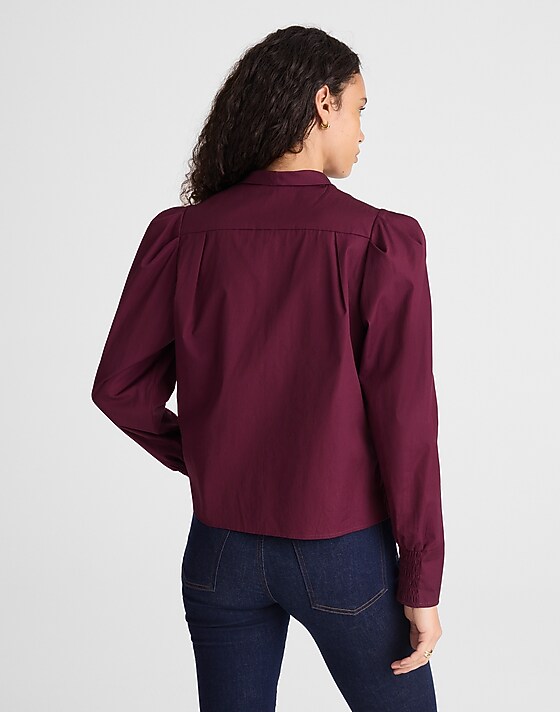 Madewell V-Neck Button-Front Top Dark Pomegranate