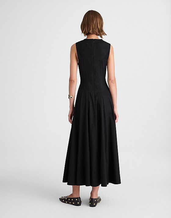 Madewell V-Neck Circle Midi Dress Jet Black