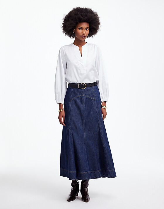 Madewell V-Neck Long-Sleeve Top Eyelet White