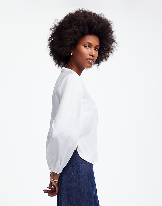 Madewell V-Neck Long-Sleeve Top Eyelet White