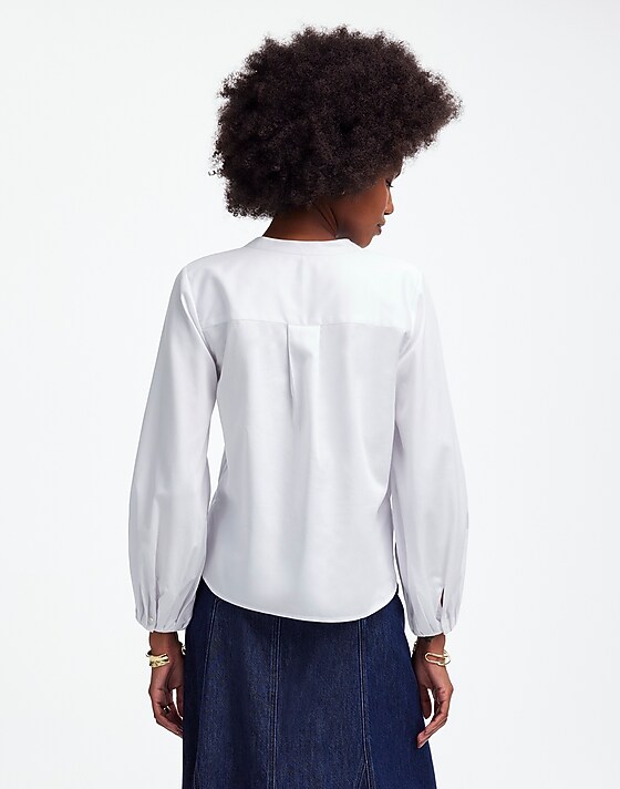 Madewell V-Neck Long-Sleeve Top Eyelet White
