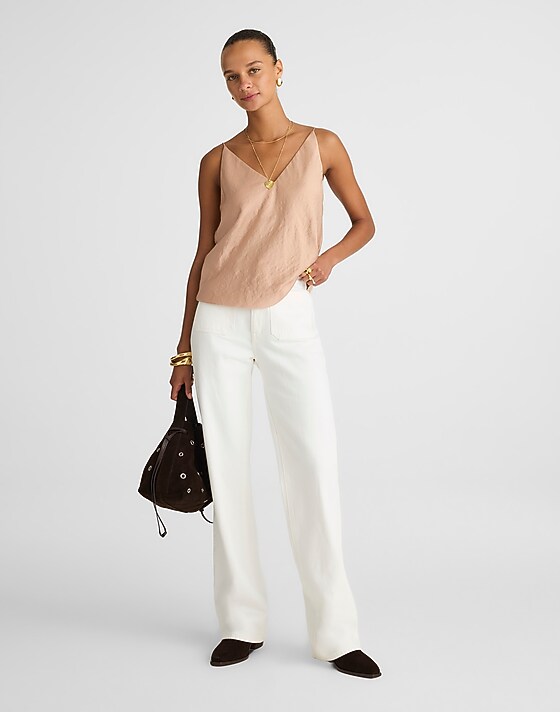 Madewell V-Neck Slip Cami Warm Beige