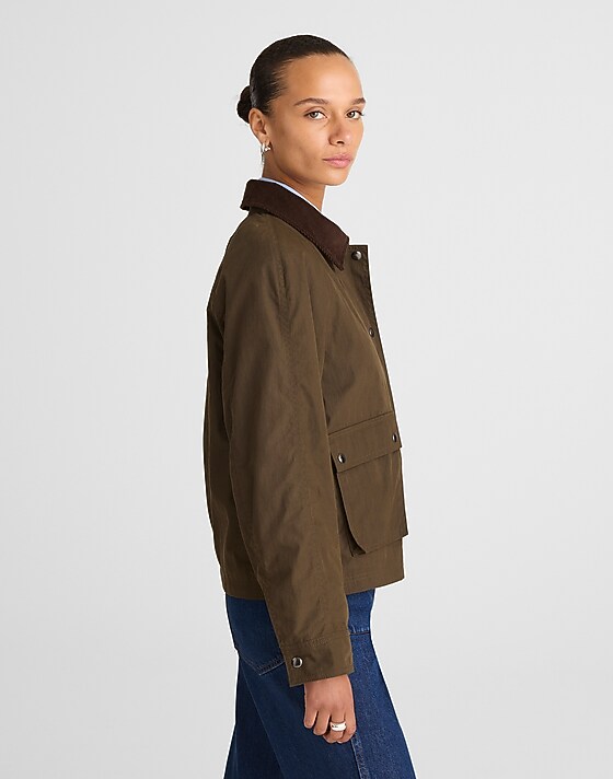 Madewell Waxed Zip-Front Jacket Trench Green