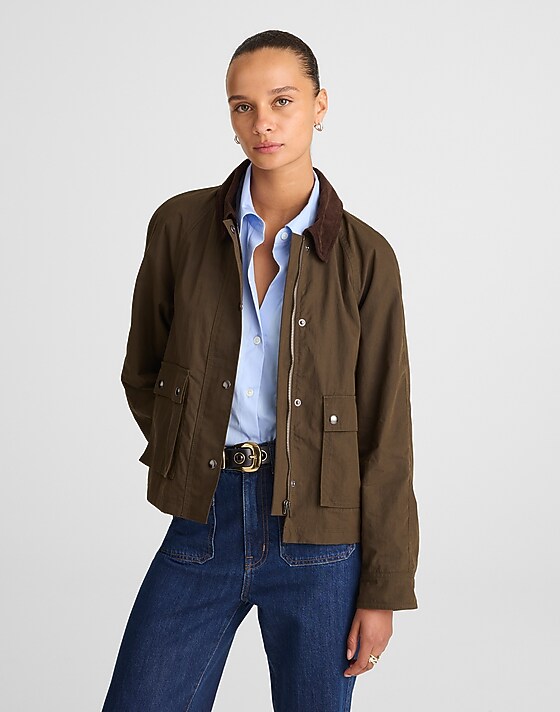 madewell Waxed Zip-Front Jacket trench green