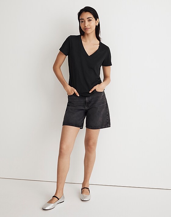 Madewell Whisper Cotton V-Neck Tee True Black