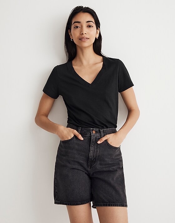 madewell Whisper Cotton V-Neck Tee true black