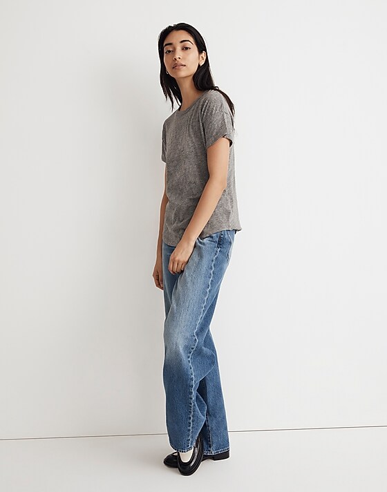 Madewell Whisper Crew Neck Tee Hthr Iron