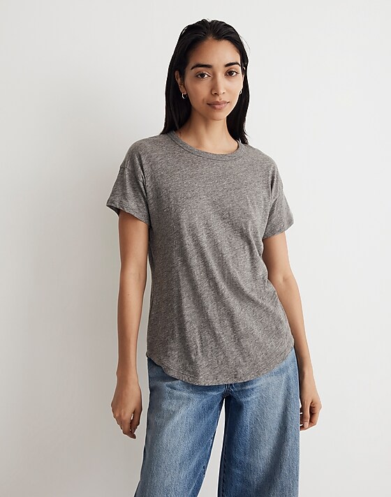 Madewell Whisper Crew Neck Tee Hthr Iron