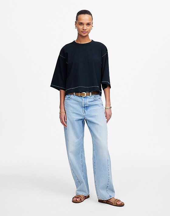 Madewell Wide-Sleeve Boxy Tee Dark Navy