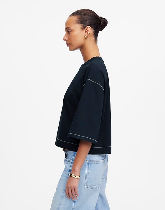 Madewell Wide-Sleeve Boxy Tee Dark Navy