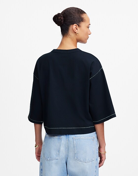 Madewell Wide-Sleeve Boxy Tee Dark Navy