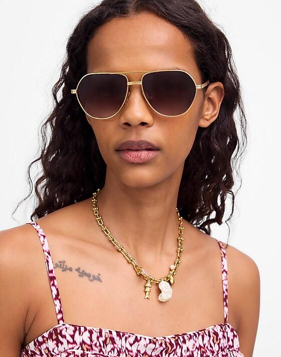 Madewell Wire Frame Aviator Sunglasses Henna