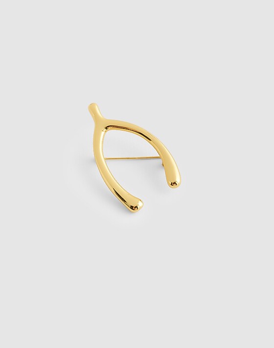 madewell Wishbone Brooch antique gold