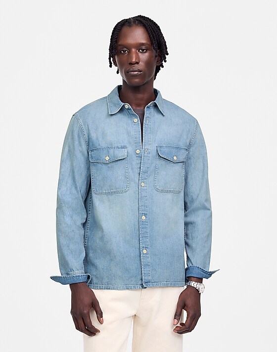 Madewell Work Shirt In Japanese Denim Jules Wash