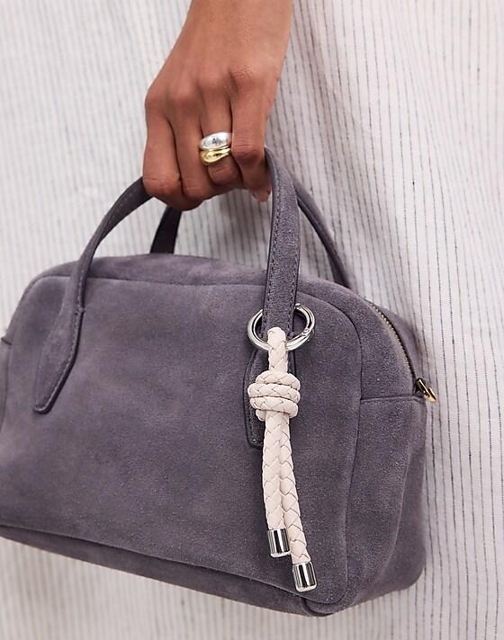 Madewell Woven Leather Bag Charm Ivory