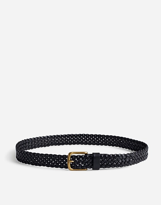 madewell Woven Leather Belt true black