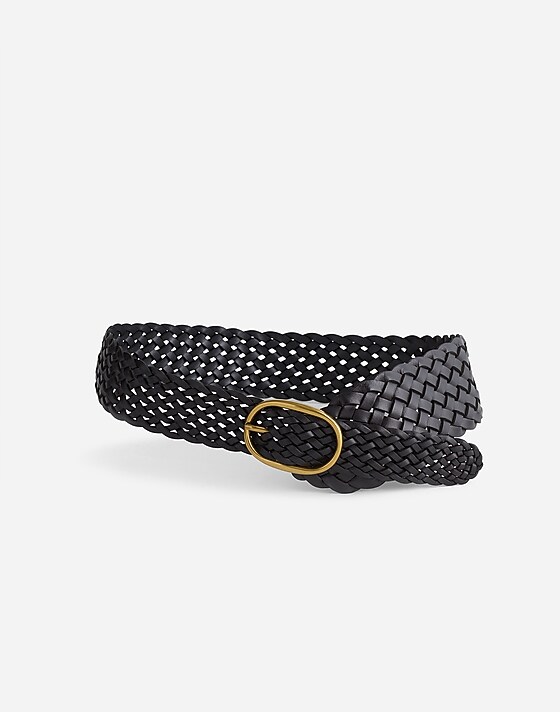 madewell Woven Leather Hip Belt true black