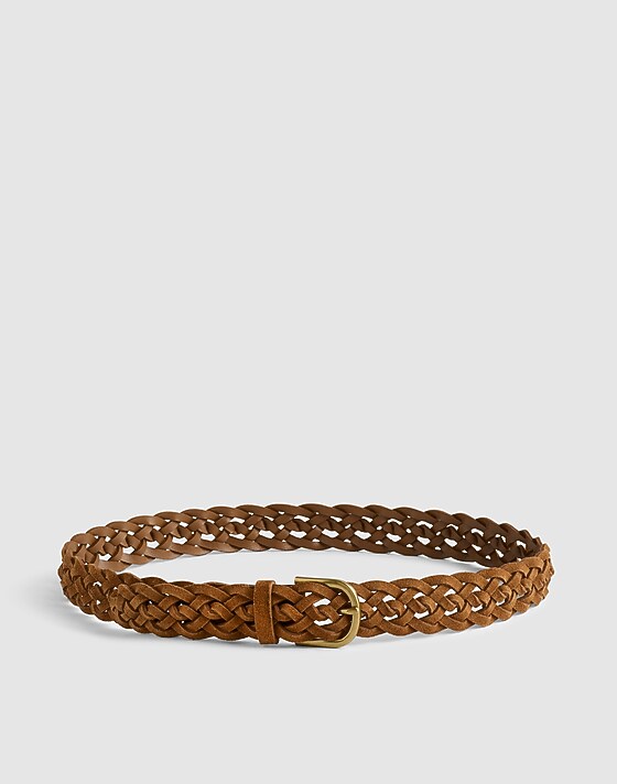 madewell Woven Suede Belt aged cognac