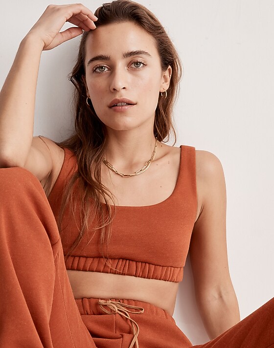 Madewell Madewell X Donni (Re)sourced Fleece Sports Bra Earthen Red