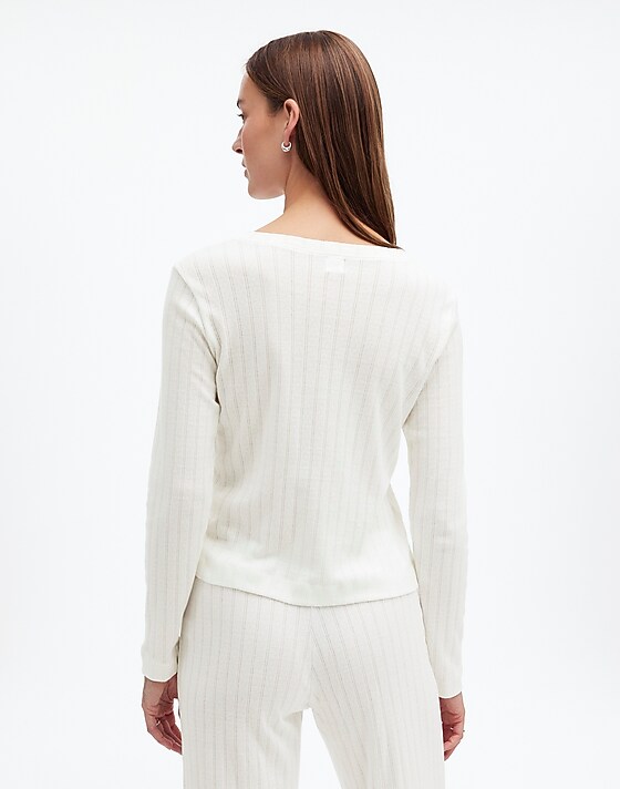 Madewell Madewell X LESET Pointelle Classic Crew Cardigan White