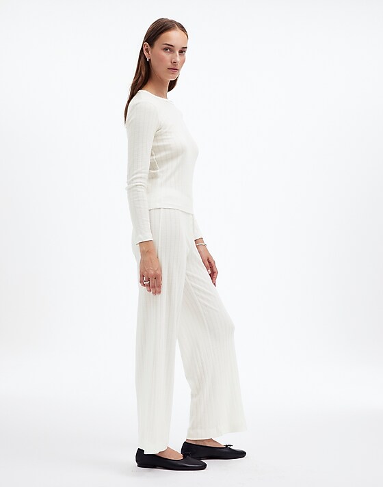 Madewell Madewell X LESET Pointelle Perfect Tee & Pant Set White