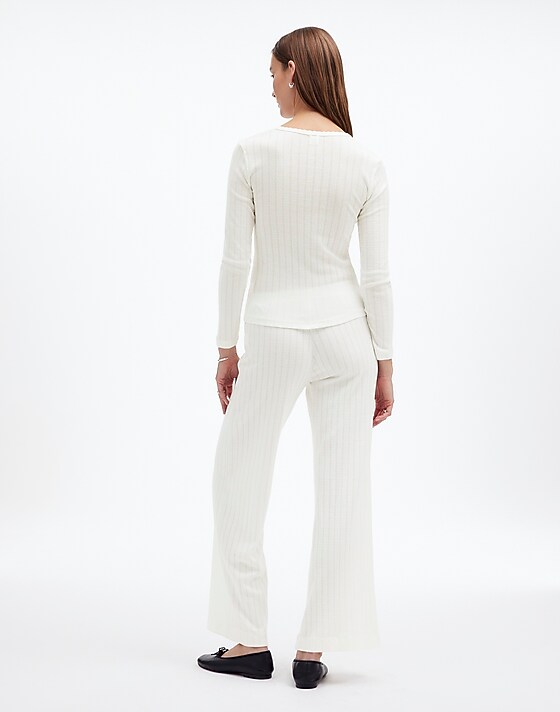 Madewell Madewell X LESET Pointelle Perfect Tee & Pant Set White