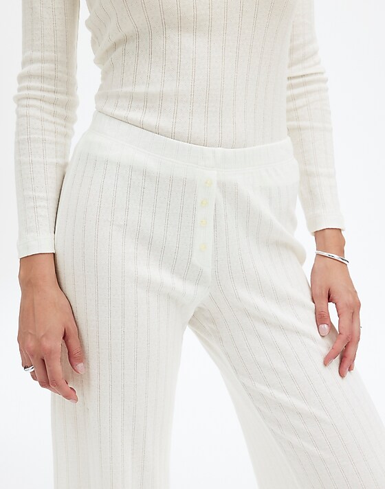 Madewell Madewell X LESET Pointelle Perfect Tee & Pant Set White