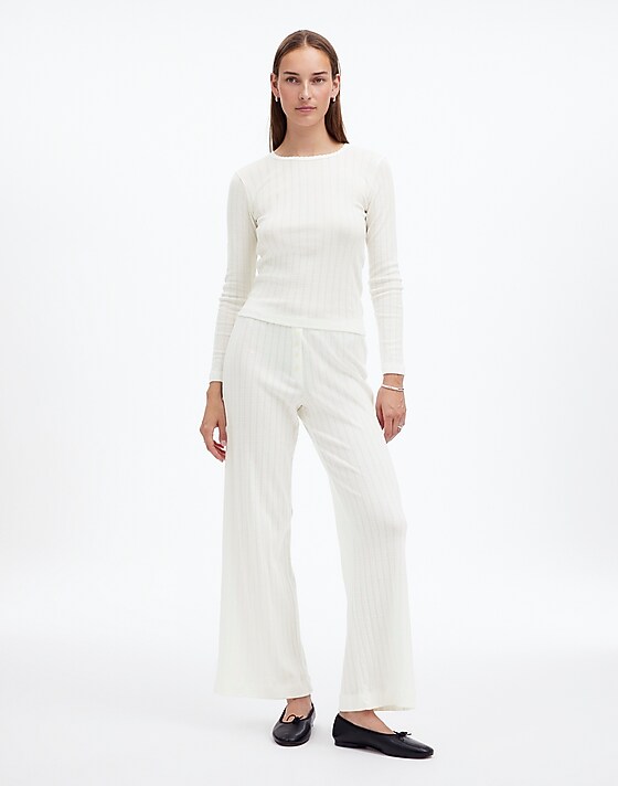 madewell Madewell x LESET Pointelle Perfect Tee & Pant Set white