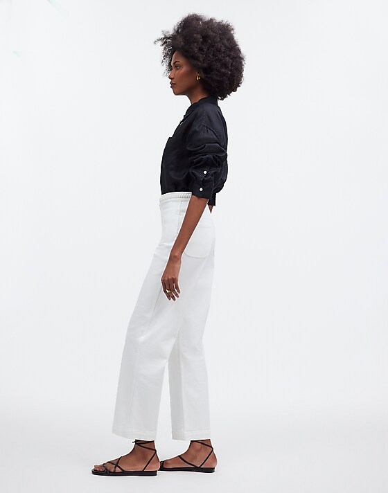 Madewell Madewell X Lisa Says Gah The Perfect Vintage Wide-Leg Crop Jean In Eyelet White Eyelet White