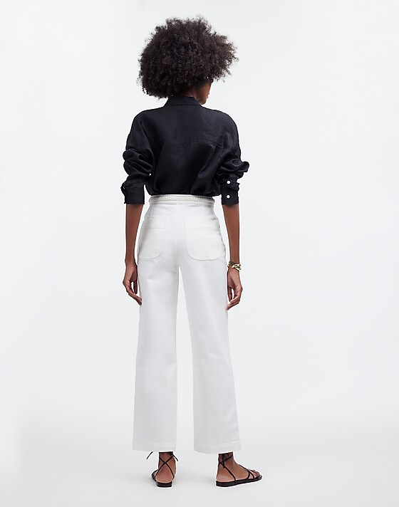 Madewell Madewell X Lisa Says Gah The Perfect Vintage Wide-Leg Crop Jean In Eyelet White Eyelet White