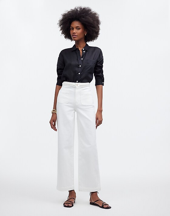 madewell Madewell x Lisa Says Gah The Perfect Vintage Wide-Leg Crop Jean in Eyelet White eyelet white