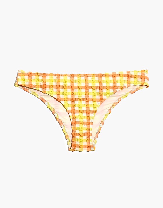Madewell Madewell X Solid & Striped® Paloma Bikini Bottom In Seersucker Gingham Cantaloupe/lemon Zest