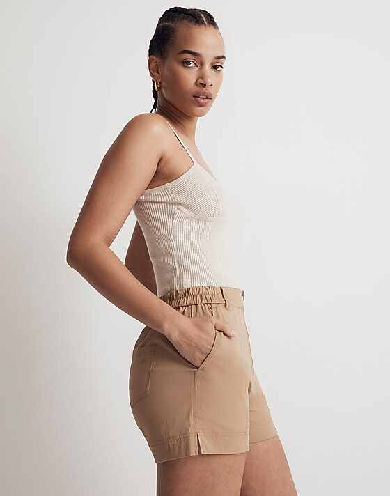 Madewell Zip-Front Tapered Shorts Seed Khaki