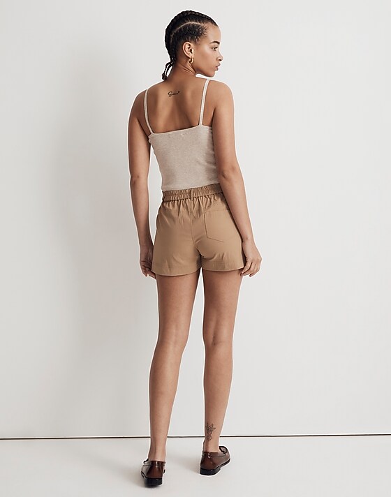 Madewell Zip-Front Tapered Shorts Seed Khaki
