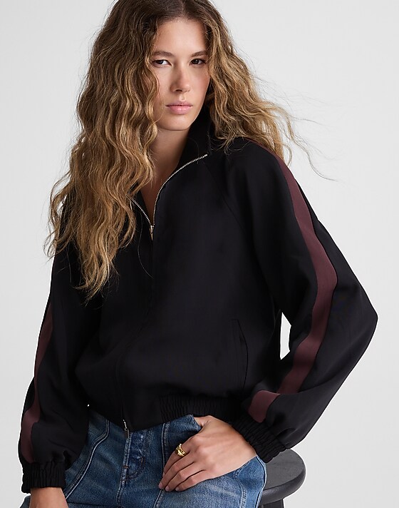 madewell Zip-Front Track Jacket jet black