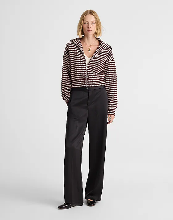 Madewell Zip-Up Knit Jacket Dark Pomegrante
