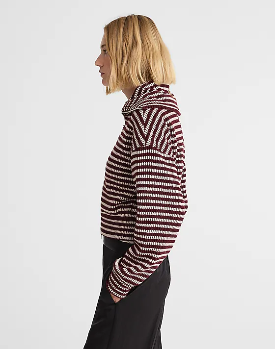 Madewell Zip-Up Knit Jacket Dark Pomegrante