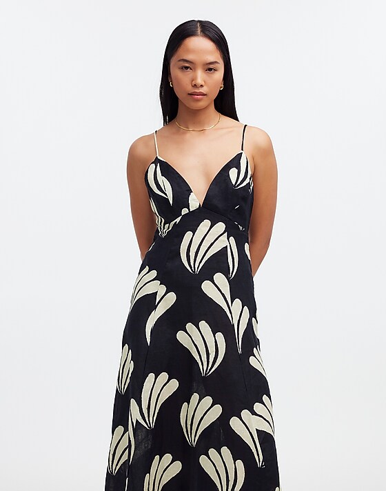 Madewell Zulu & Zephyr Palm Linen Dress Palm