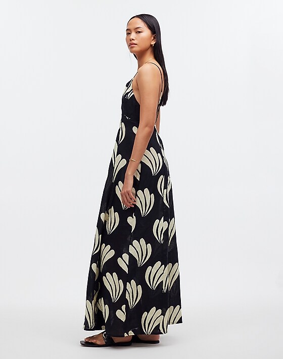 Madewell Zulu & Zephyr Palm Linen Dress Palm