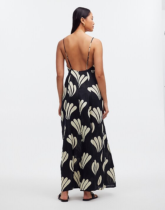 Madewell Zulu & Zephyr Palm Linen Dress Palm