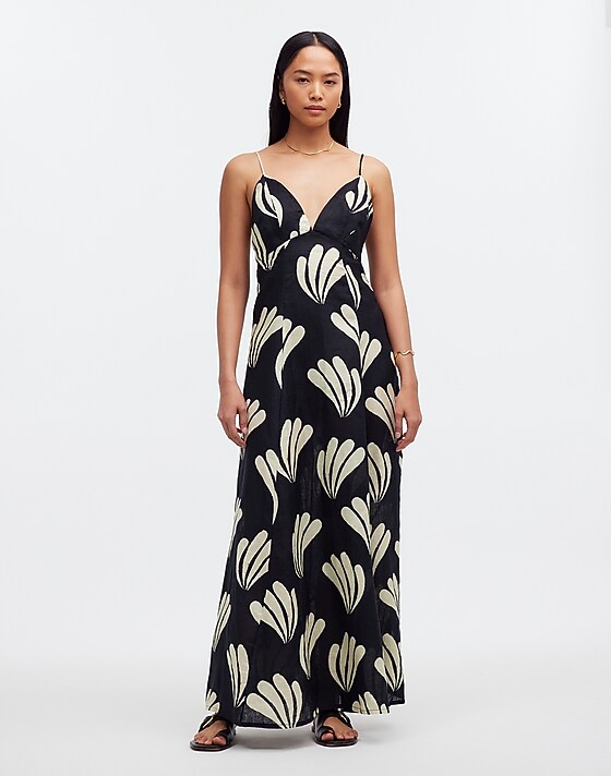 madewell Zulu & Zephyr Palm Linen Dress palm