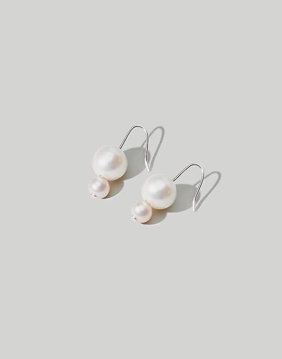 madewell Maslo Jewelry Double Orb Pearl Earrings silver